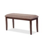 Morrison 1+4+2-Seater Bench Wooden Dining Set - Dark Walnut/Beige