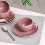 Apollo 8-Piece Stoneware Tea Cup & Saucer 250ml
