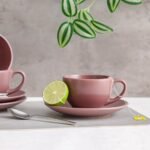 Apollo 8-Piece Stoneware Tea Cup & Saucer 250ml