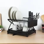 Astra Folding Metal Dish Rack Set With Utensil Holder And Tray 42 X 30 X 27 Hcm