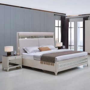 Portnoy 180x200 King Bed with LED - Ivory