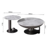 Riveror Round Coffee Table - Set of 2 - Grey/Gunmetal Black