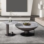 Riveror Round Coffee Table - Set of 2 - Grey/Gunmetal Black