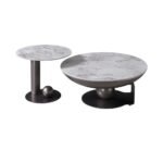 Riveror Round Coffee Table - Set of 2 - Grey/Gunmetal Black