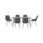 Neto 1+6 Ceramic Dining set- Grey