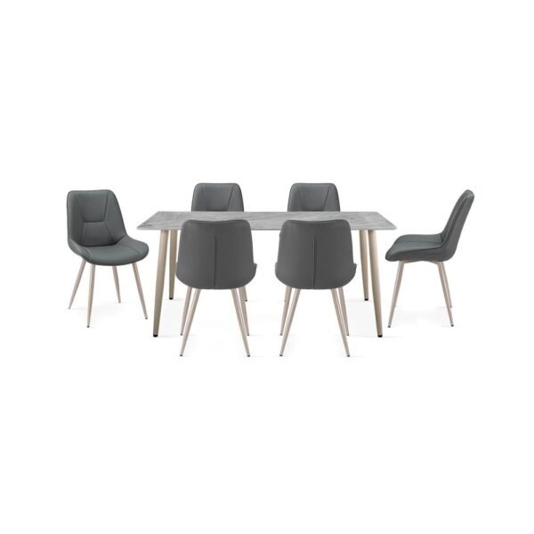 Neto 1+6 Ceramic Dining set- Grey