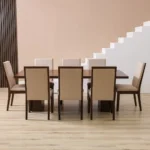 Clarisse 1 + 8-Seater Wooden Dining Set - Walnut/Beige