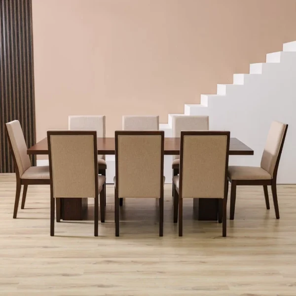 Clarisse 1 + 8-Seater Wooden Dining Set - Walnut/Beige