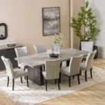 Pletora 1 + 8-Seater Dining Set - Cement Grey/Dark Oak