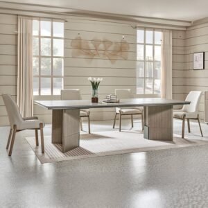 Libra 1 + 8 Dining Set - Dining Table - Light Brown/Beige