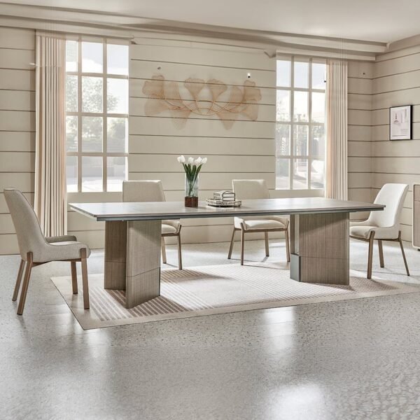Libra 1 + 8 Dining Set - Dining Table - Light Brown/Beige