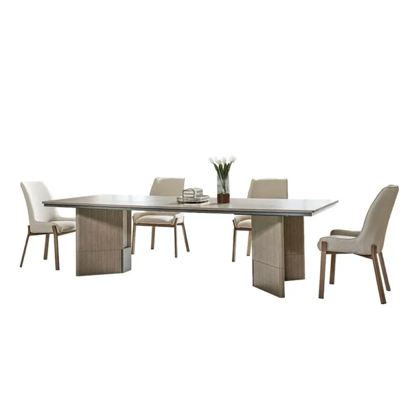 Libra 1 + 8 Dining Set - Dining Table - Light Brown/Beige