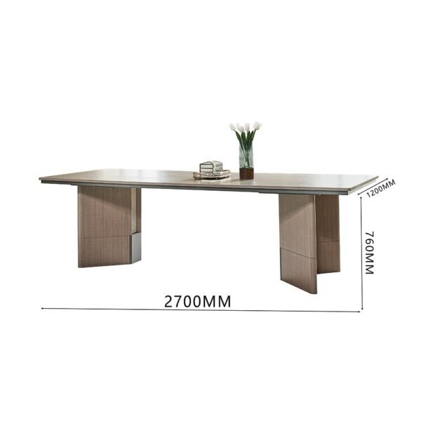 Libra 1 + 8 Dining Set - Dining Table - Light Brown/Beige