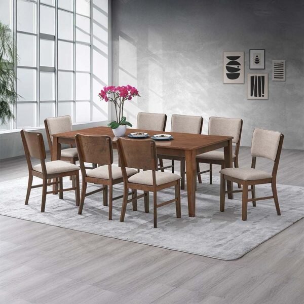 Raytown 1 + 8-Seater Solid Wood Dining Set - Walnut/Brown