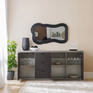 Pletora Buffet Cabinet - Cement Grey/Dark Oak