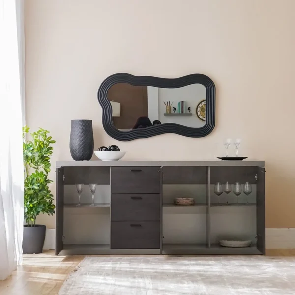 Pletora Buffet Cabinet - Cement Grey/Dark Oak