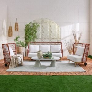 Juliya 5-Seater Sofa Set-Red/White