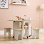 Algeria 1+4 Folding Table Dining Set - White/Oak