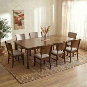 Raytown 1 + 8-Seater Solid Wood Dining Set-Walnut/Brown